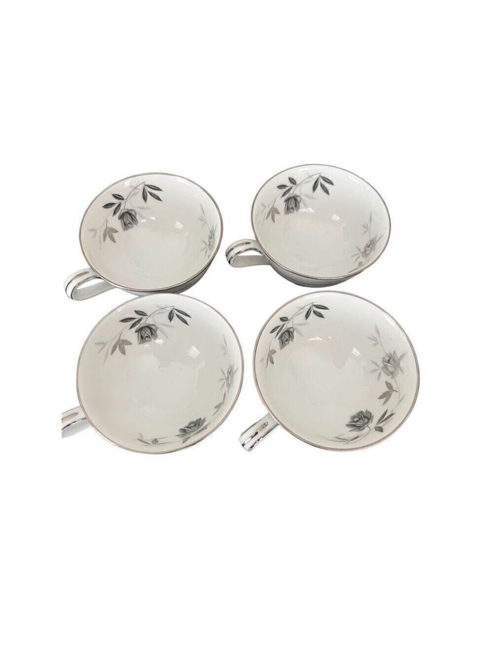 Noritake ROSAMOR Black Roses 4 Tea Cups made in Japan